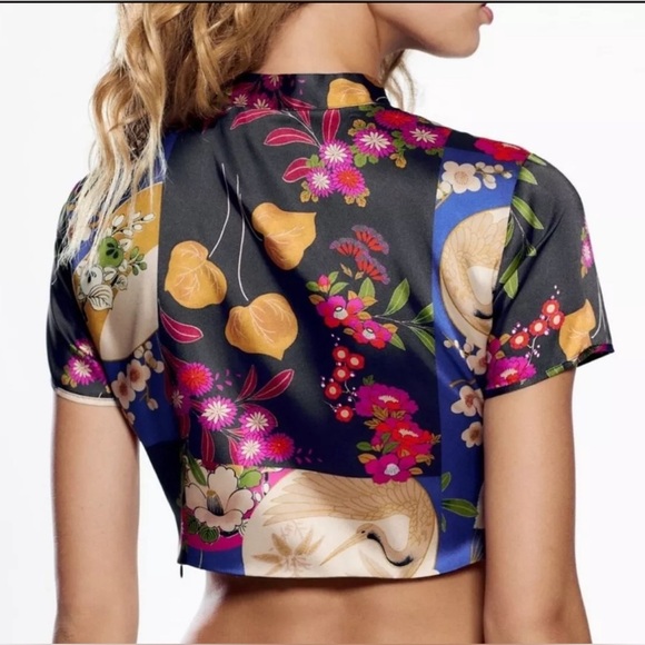#85 Zara Satin Effect Printed Top - Picture 4 of 5